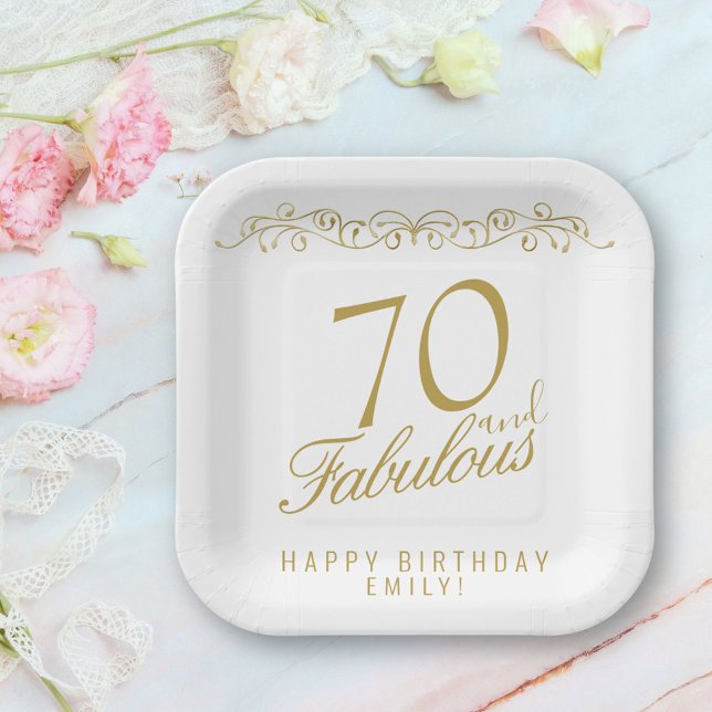 Elegant 70 and Fabulous 70th Birthday Paper Plate (Creator Uploaded)
