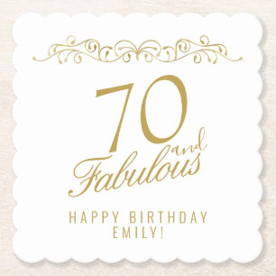 Elegant 70 and Fabulous 70th Birthday Party Paper Coaster