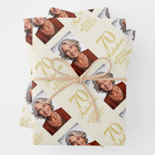 Elegant 70 and Fabulous 70th Birthday Photo Wrapping Paper Sheet