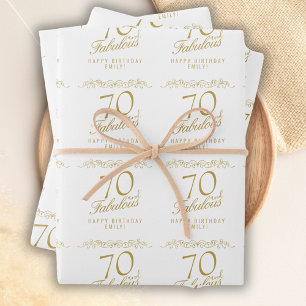 Elegant 70 and Fabulous 70th Birthday  Wrapping Paper Sheet