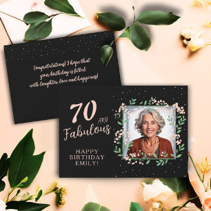 Elegant 70 and Fabulous Flower 70th Birthday Photo Card