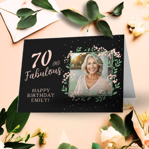 Elegant 70 and Fabulous Flower 70th Birthday Photo Card