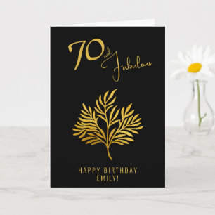 Elegant 70 and Fabulous Gold Twigs 70th Birthday  Card
