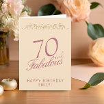 Elegant 70 and Fabulous Ornament 70th Birthday Card<br><div class="desc">Elegant 70 and Fabulous Ornament 70th Birthday Card. 70 and fabulous text in trendy golden script and an elegant ornament on champagne background. Personalise it with your name and your age,  and make personalised elegant birthday card. Add your birthday note inside the card or erase it.</div>