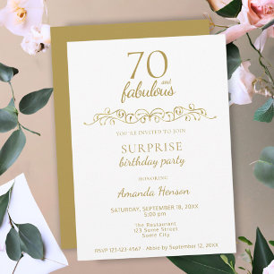 Elegant 70 and Fabulous Ornament 70th Birthday Invitation