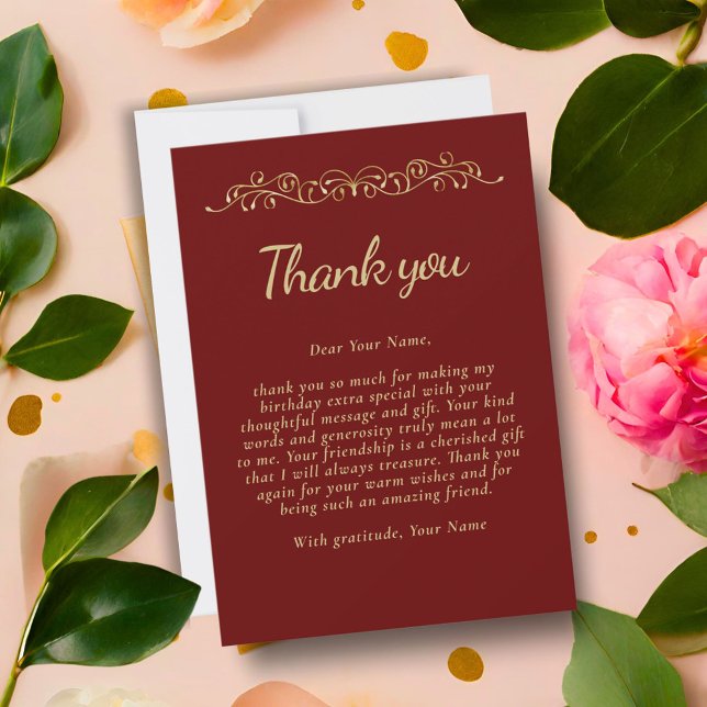 Elegant 70 and Fabulous Ornament 70th Birthday Thank You Card (Creator Uploaded)