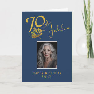 Elegant 70 and Fabulous Twigs 70th Birthday Photo Card