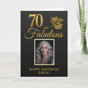 Elegant 70 and Fabulous Twigs 70th Birthday Photo Card
