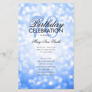 Elegant 70 Birthday Program Lights Navy Menu
