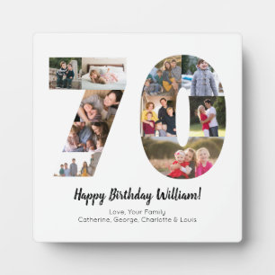 Elegant 70 Number Photo Collage Custom Greeting Plaque