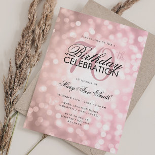 Elegant 70th Birthday Glam Rose Gold Shimmer Light Invitation