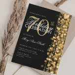 Elegant 70th Birthday Glam Sparkles Gold & Black Invitation<br><div class="desc">Elegant 70th Birthday Party Sparkles Gold invitation template. Featuring lights,  string and sparkles. Great for 30th,  40th,  50th,  60th and 70th birthday and more!</div>