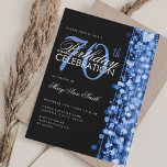 Elegant 70th Birthday Glam Sparkles Navy  Invitation<br><div class="desc">Elegant 70th Birthday Party Sparkles Navy invitation template. Featuring lights,  string and sparkles. Great for 30th,  40th,  50th,  60th and 70th birthday and more!</div>