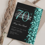Elegant 70th Birthday Glam Sparkles Turquoise  Invitation<br><div class="desc">Elegant 70th Birthday Party Sparkles Turquoise invitation template. Featuring lights,  string and sparkles. Great for 30th,  40th,  50th,  60th and 70th birthday and more!</div>