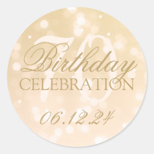 Elegant 70th Birthday Gold Bokeh Sparkle Lights Classic Round Sticker