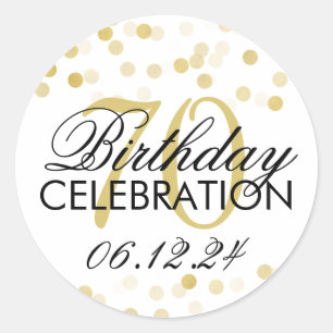 Elegant 70th Birthday Gold Foil Glitter Lights Classic Round Sticker