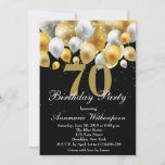 Elegant 70th Birthday Invitation Gold Balloons<br><div class="desc">Elegant Gold Balloons Birthday Invitation</div>