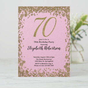 Elegant 70th Birthday Invitation With Gold Sequins