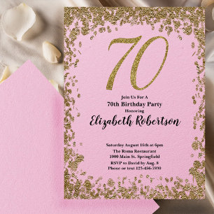 Elegant 70th Birthday Invitation With Gold Sequins