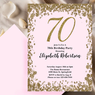 Elegant 70th Birthday Invitation With Gold Sequins