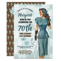 Elegant 70th Birthday Invite RETRO 1940s Woman
