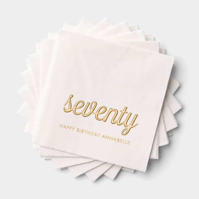 Elegant 70th Birthday Modern Gold Foil Napkins (Insitu (Stacked))