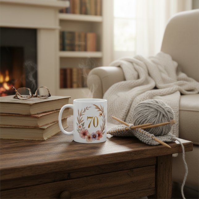 Elegant 70th Birthday Mug for Grandma – Boho Chic (Creator Uploaded)