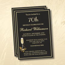 Elegant 70th Birthday Party Elegant Black Gold