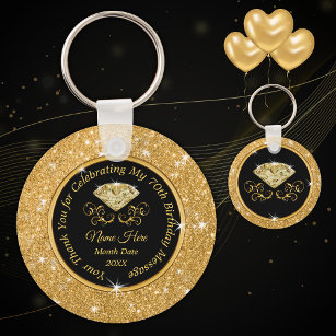 Elegant 70th Birthday Party Favours Personalised Key Ring