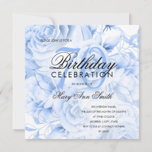 Elegant 70th Birthday Party Floral Navy Blue