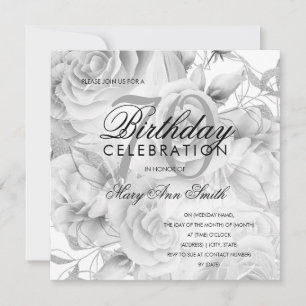 Elegant 70th Birthday Party Floral Silver White