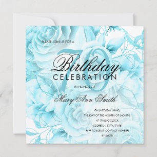 Elegant 70th Birthday Party Floral Teal