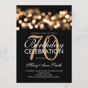 Elegant 70th Birthday Party Gold Hollywood Glam Invitation