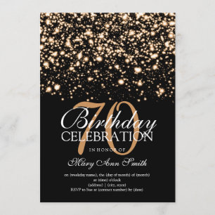 Elegant 70th Birthday Party Gold Midnight Glam Invitation