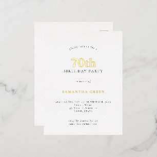 Elegant 70th Birthday Party Luxury Real  Foil Invitation Postcard