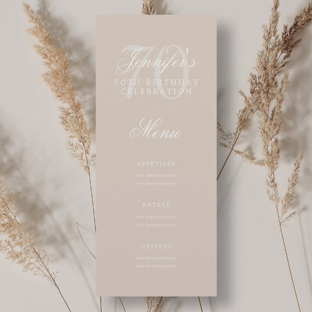 Elegant 70th Birthday Party Menu Champagne  Invitation (Elegant 70th Birthday Party Menu Champagne Invitation)