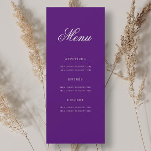 Elegant 70th Birthday Party Menu Gold Purple Invitation