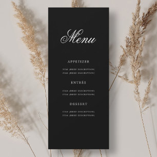 Elegant 70th Birthday Party Menu Silver Black  Invitation