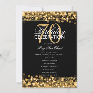 Elegant 70th Birthday Party Program Gold w/ Menu