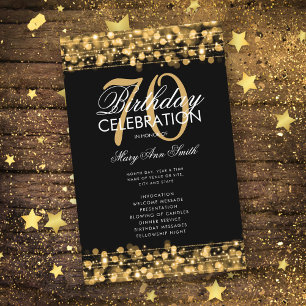 Elegant 70th Birthday Party Program Gold w/ Menu
