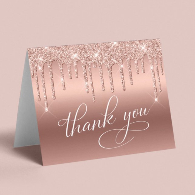 Elegant 70th Birthday Party Rose Gold Glitter Thank You Card (Creator Uploaded)