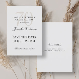 Elegant 70th Birthday Party Save the Date  Invitation