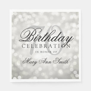Elegant 70th Birthday Party Silver Glitter Lights Napkin