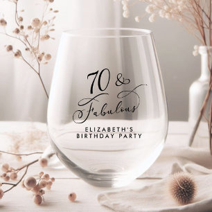 Elegant 70th Birthday Party Stemless Wine Glass
