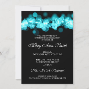 Elegant 70th Birthday Party Turquoise Bokeh Lights Invitation
