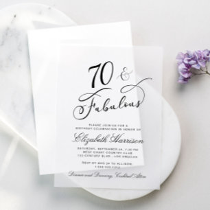 Elegant 70th Birthday Party Vellum Invitations