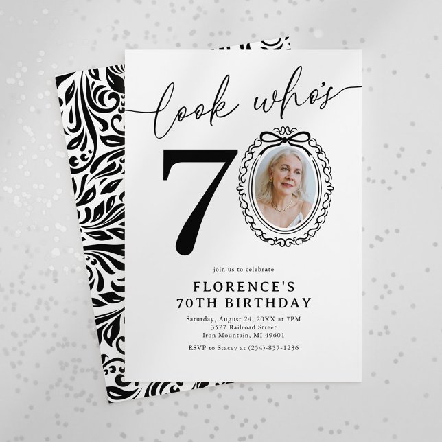 Elegant 70th Birthday Photo Invitation (Creator Uploaded)