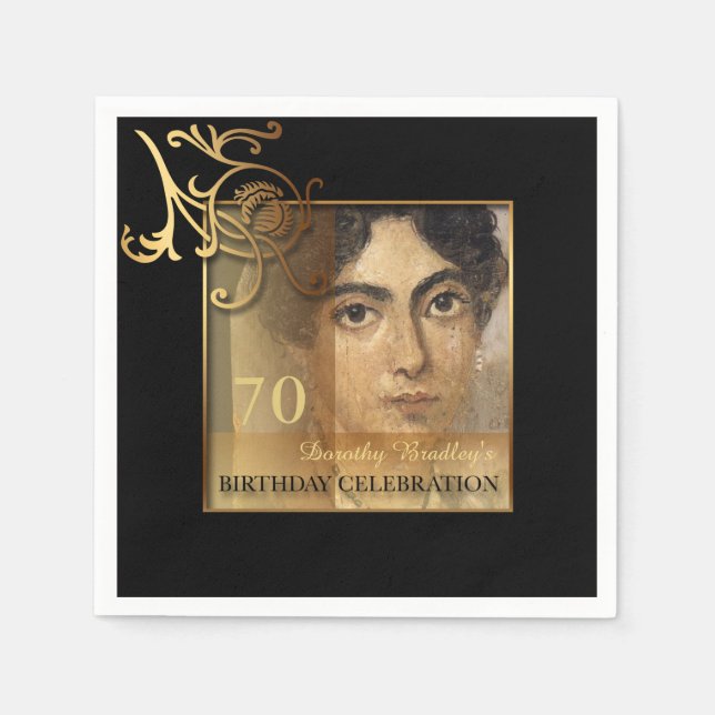 Elegant 70th Birthday Photo Paper Napkins (Front)