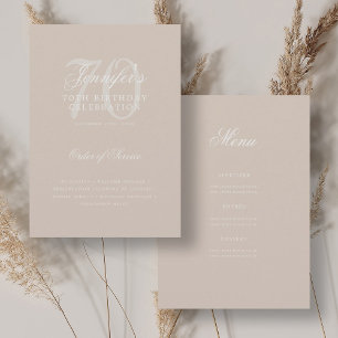 Elegant 70th Birthday Program Champagne w/ Menu