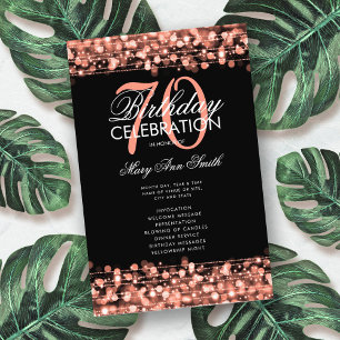 Elegant 70th Birthday Program Rose Gold w/ Menu